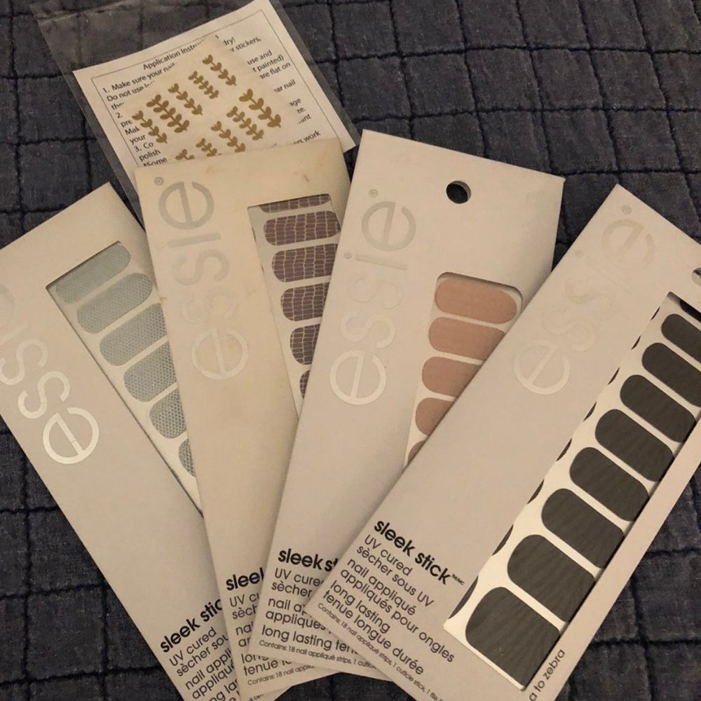 essie sleek stick UV cured nail appliqué - 4 pack lot